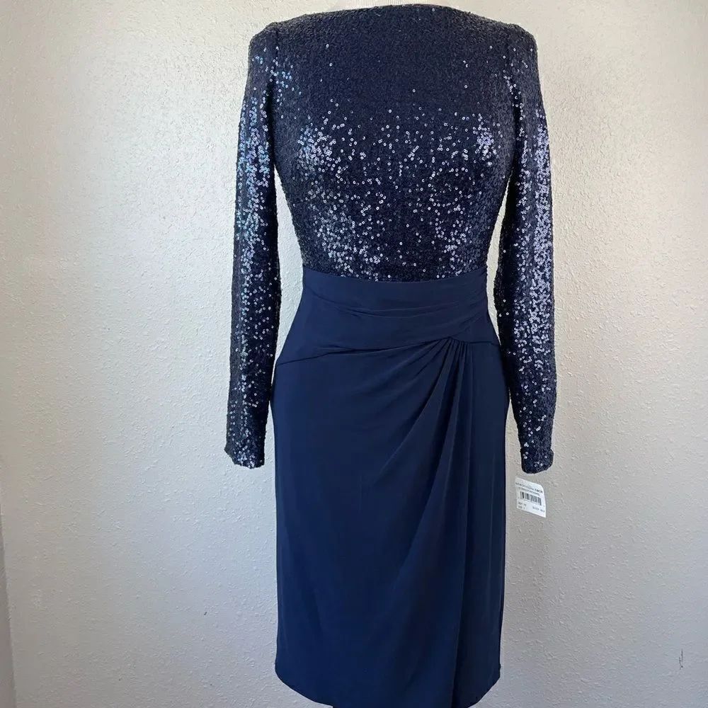 NWT Lauren Ralph Lauren Blue Sequined Dress Size 2